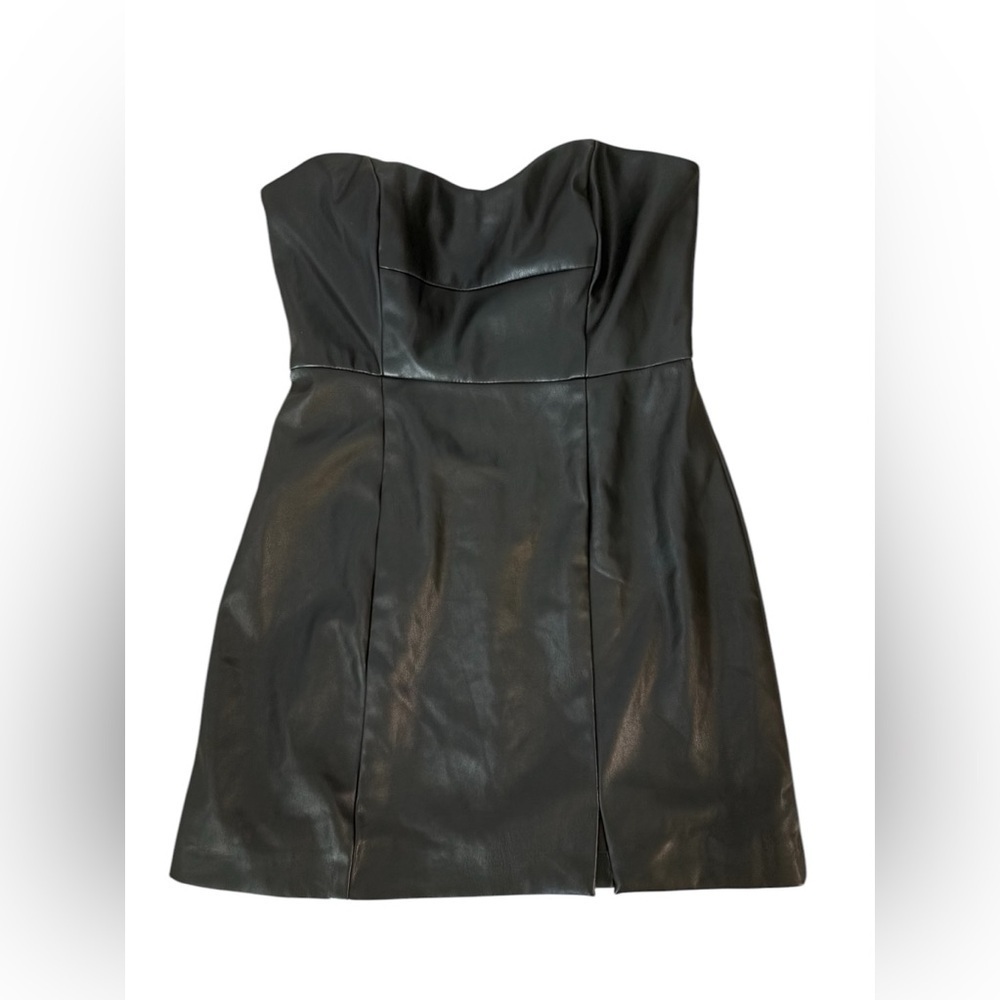 Hutch “Anthropologie”Faux Leather Strapless Mini Dress NWOT